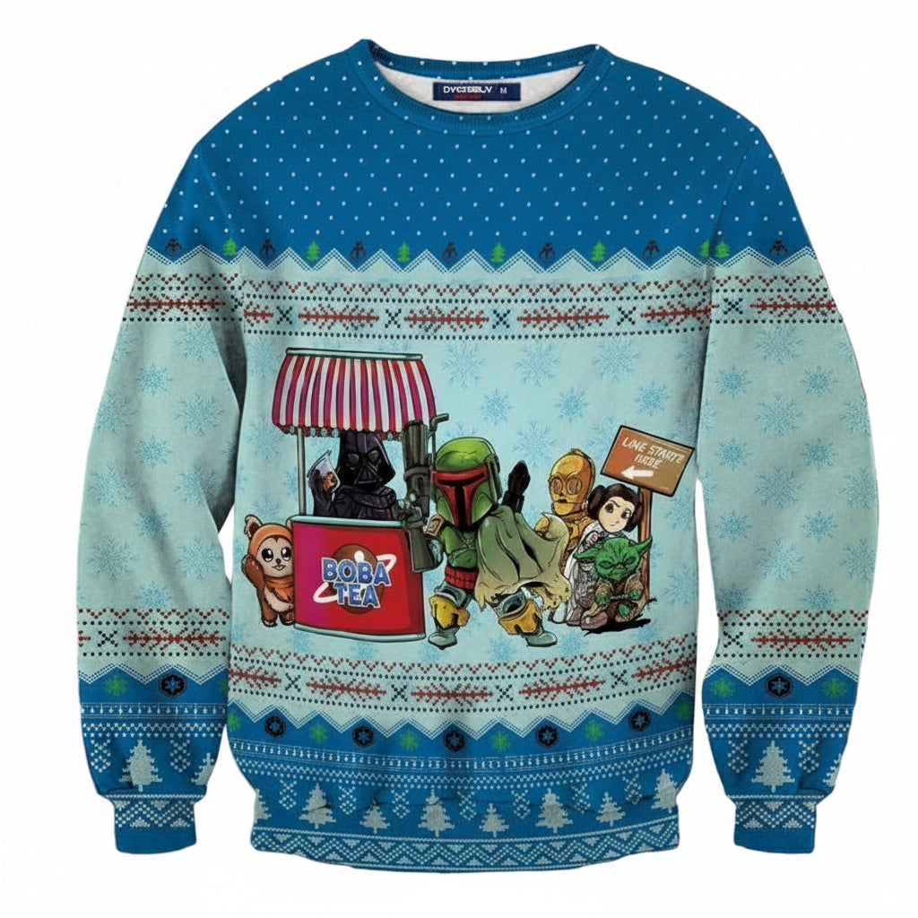 Queue For Bobatea Xmas 3d Ugly Christmas Sweater ? Usalast