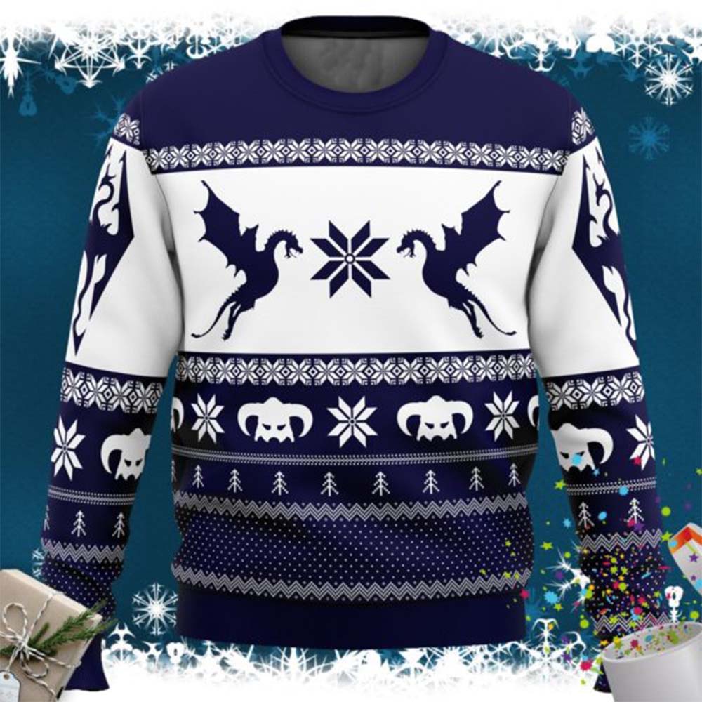 Skyrim Dragon Christmas Sweater - Moonbestprint