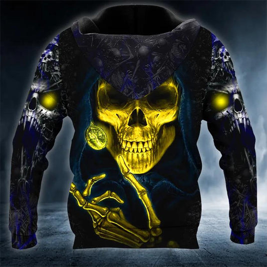 Reaper Front Skull 3D All Over Print Hoodie -Moonbestprint