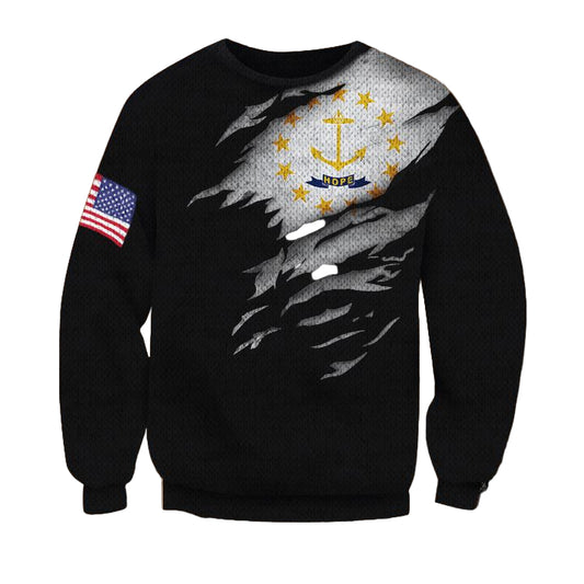 Rhode Island Flag And Us Flag Sweater Rhode Island State Pride Sweater Mens Christmas Gifts ? Usalast