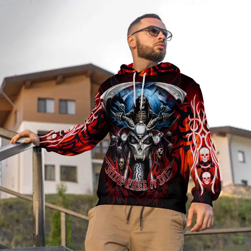 Ride Free Biker Skull 3D All Over Print Hoodie -Moonbestprint