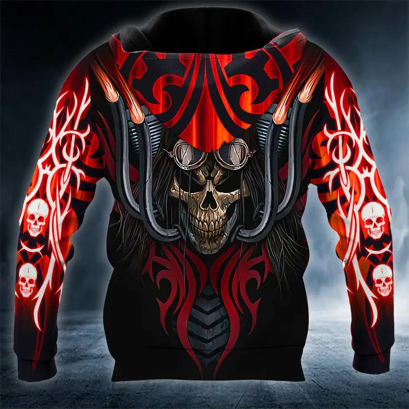 Ride Free Biker Skull 3D All Over Print Hoodie -Moonbestprint