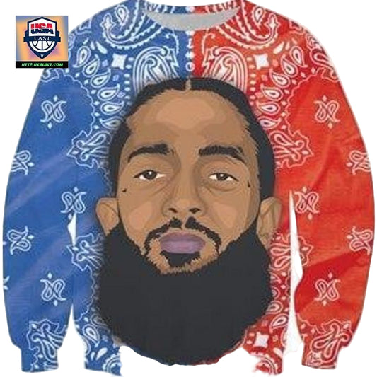 Rip Nipsey Hussle Blue Red Sweater Sh3375 ? Usalast