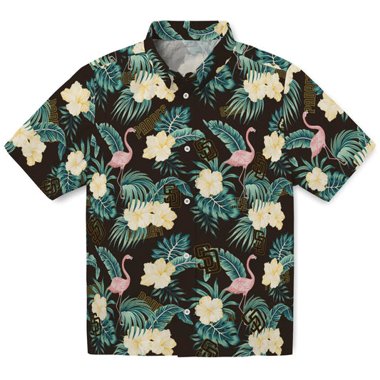 San Diego Padres Hawaiian Shirt - Flamingo and Hibiscus | Moonbestprint