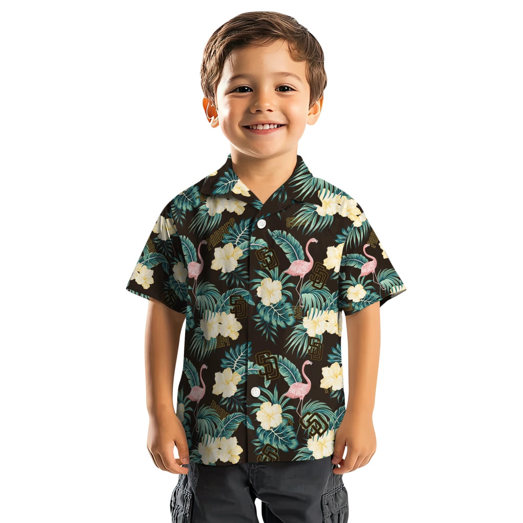 San Diego Padres Hawaiian Shirt - Flamingo and Hibiscus | Moonbestprint