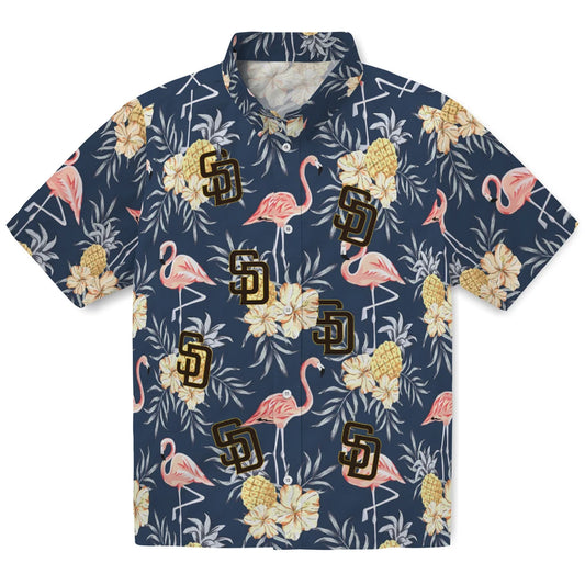 San Diego Padres Hawaiian Shirt - Flamingo Hibiscus | Moonbestprint