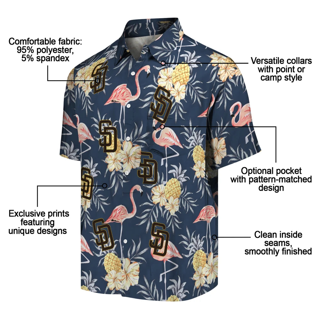 San Diego Padres Hawaiian Shirt - Flamingo Hibiscus | Moonbestprint