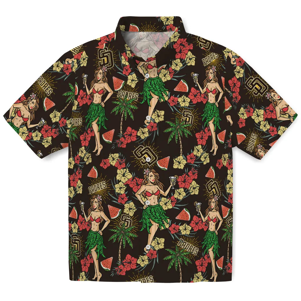 San Diego Padres Hawaiian Shirt - Hawaiian Girls Design | Moonbestprint