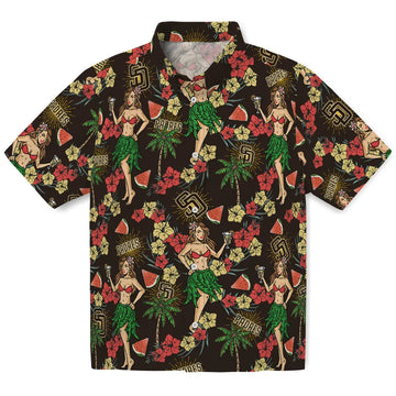 San Diego Padres Hawaiian Shirt - Hawaiian Girls Design | Moonbestprint