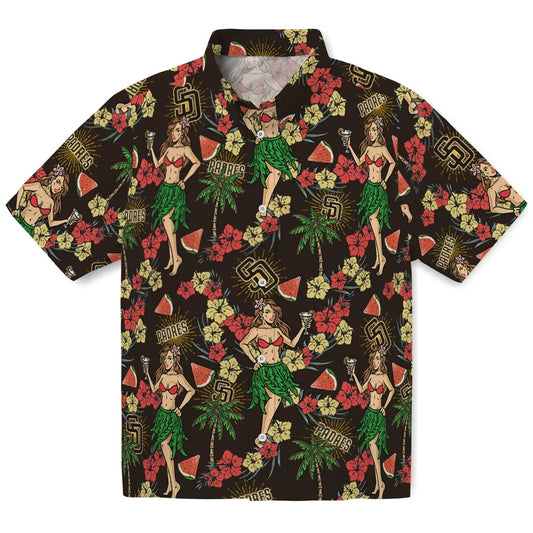 San Diego Padres Hawaiian Shirt - Hawaiian Girls Design | Moonbestprint
