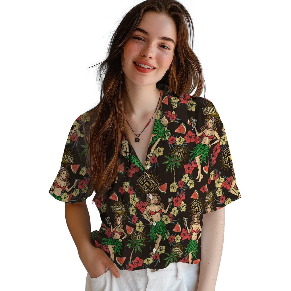 San Diego Padres Hawaiian Shirt - Hawaiian Girls Design | Moonbestprint