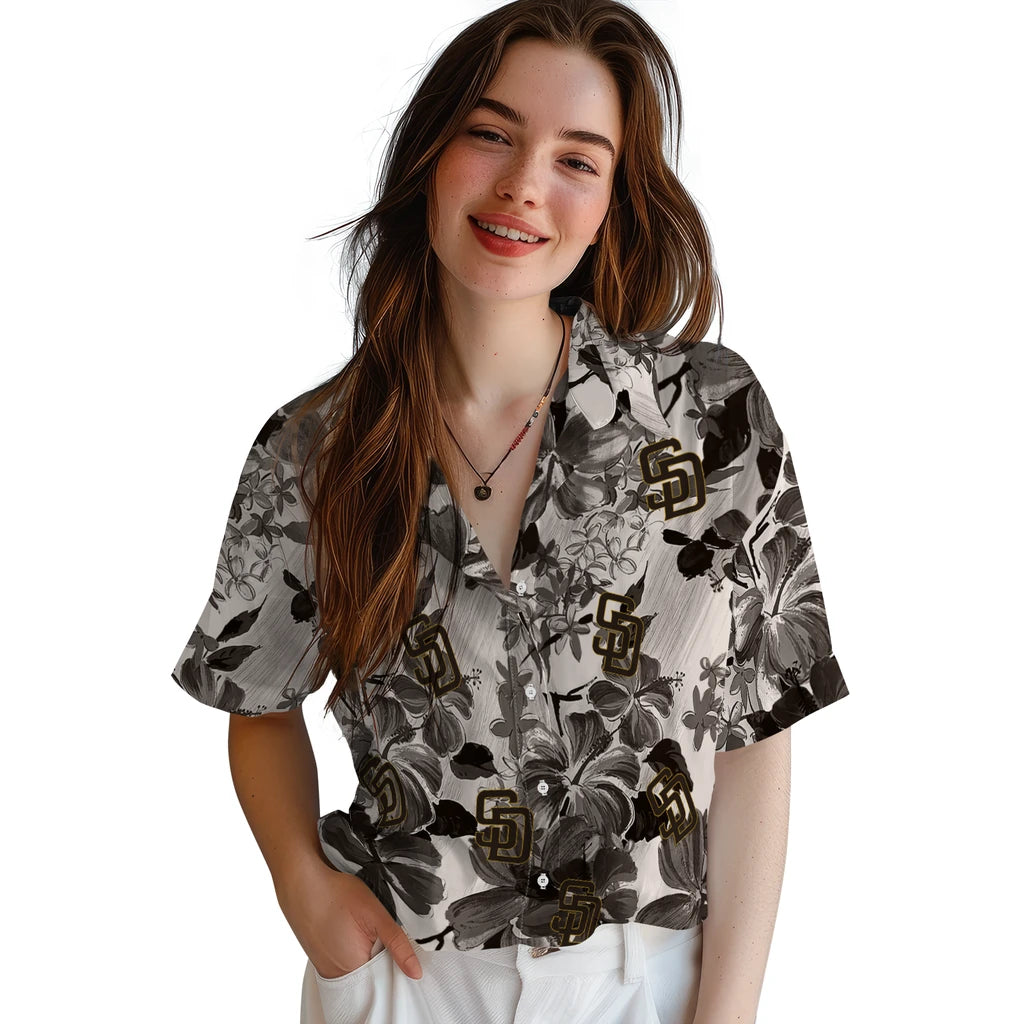 San Diego Padres Hawaiian Shirt - Hibiscus Arrangement | Moonbestprint