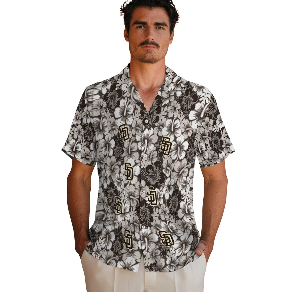 San Diego Padres Hawaiian Shirt - Hibiscus Blooms | Moonbestprint