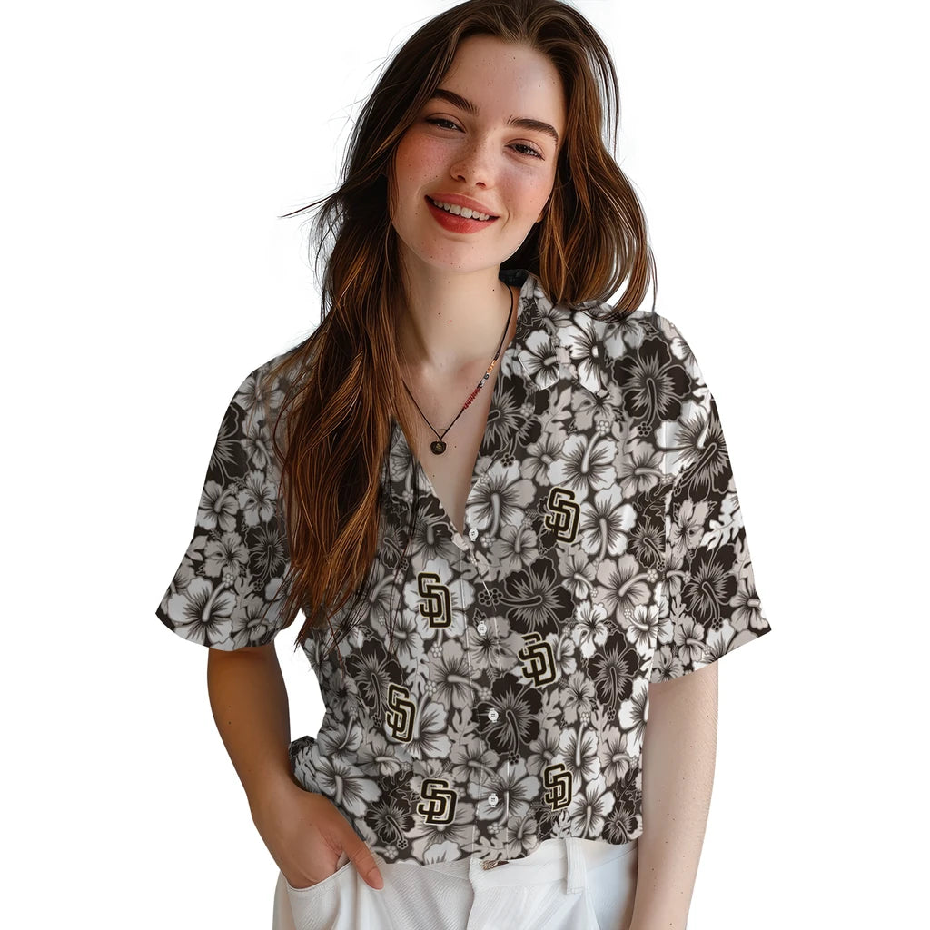San Diego Padres Hawaiian Shirt - Hibiscus Blooms | Moonbestprint