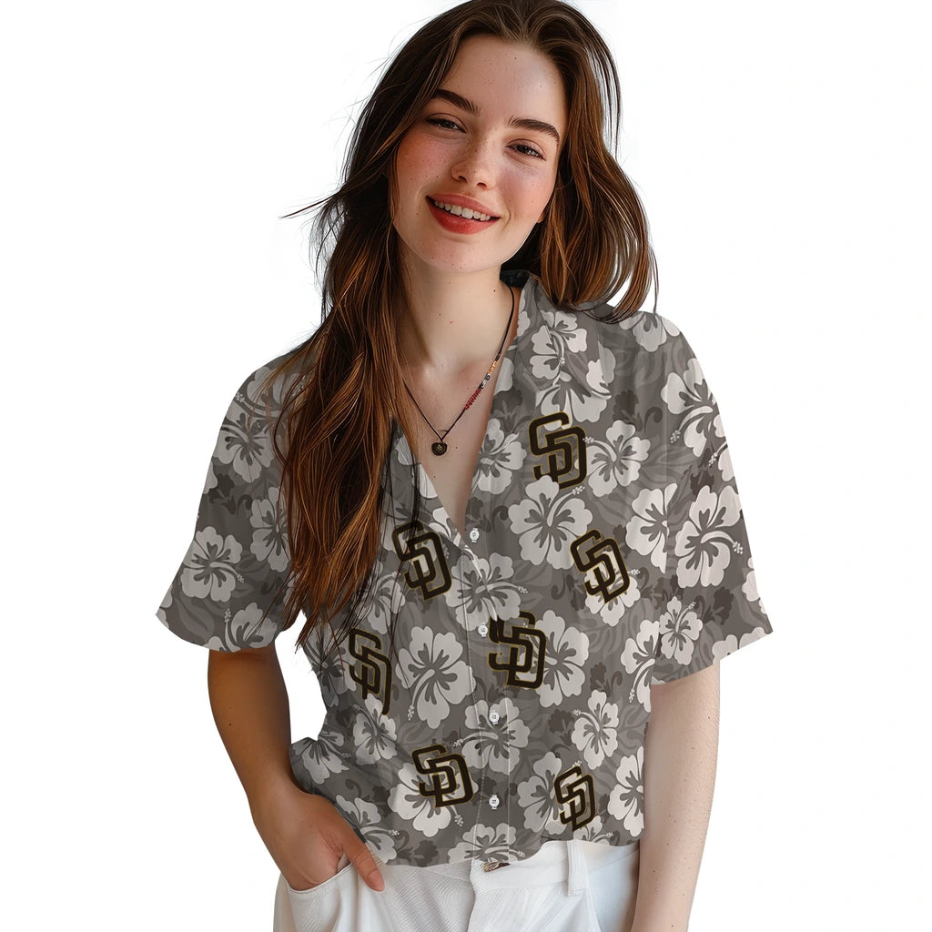 San Diego Padres Hawaiian Shirt - Hibiscus Cluster | Moonbestprint
