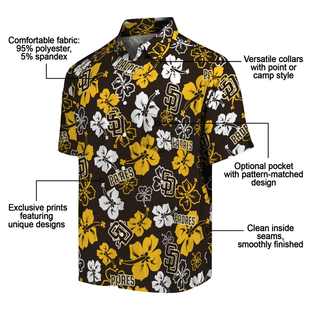 San Diego Padres Hawaiian Shirt - Hibiscus Flower Design | Moonbestprint