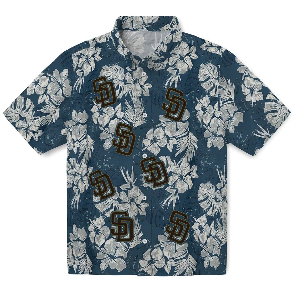 San Diego Padres Hawaiian Shirt - Hibiscus Flowers | Moonbestprint