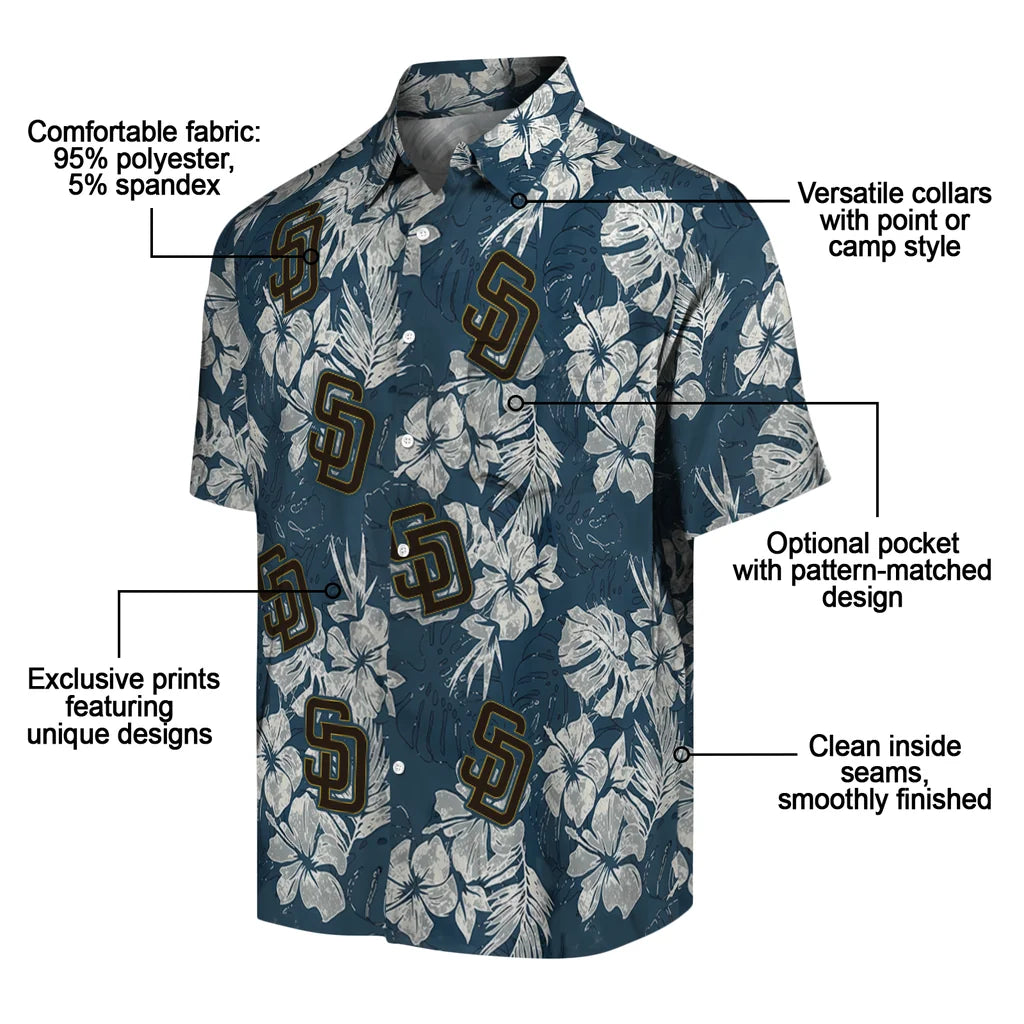 San Diego Padres Hawaiian Shirt - Hibiscus Flowers | Moonbestprint