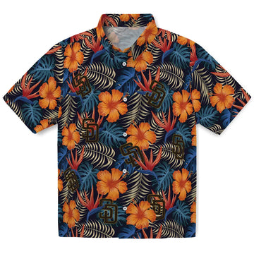 San Diego Padres Hawaiian Shirt - Hibiscus Foliage | Moonbestprint