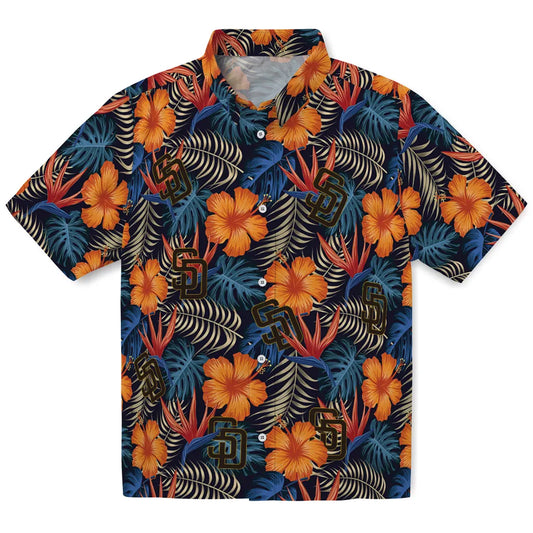 San Diego Padres Hawaiian Shirt - Hibiscus Foliage | Moonbestprint