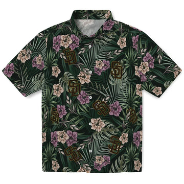San Diego Padres Hawaiian Shirt - Hibiscus Leaves Pattern | Moonbestprint