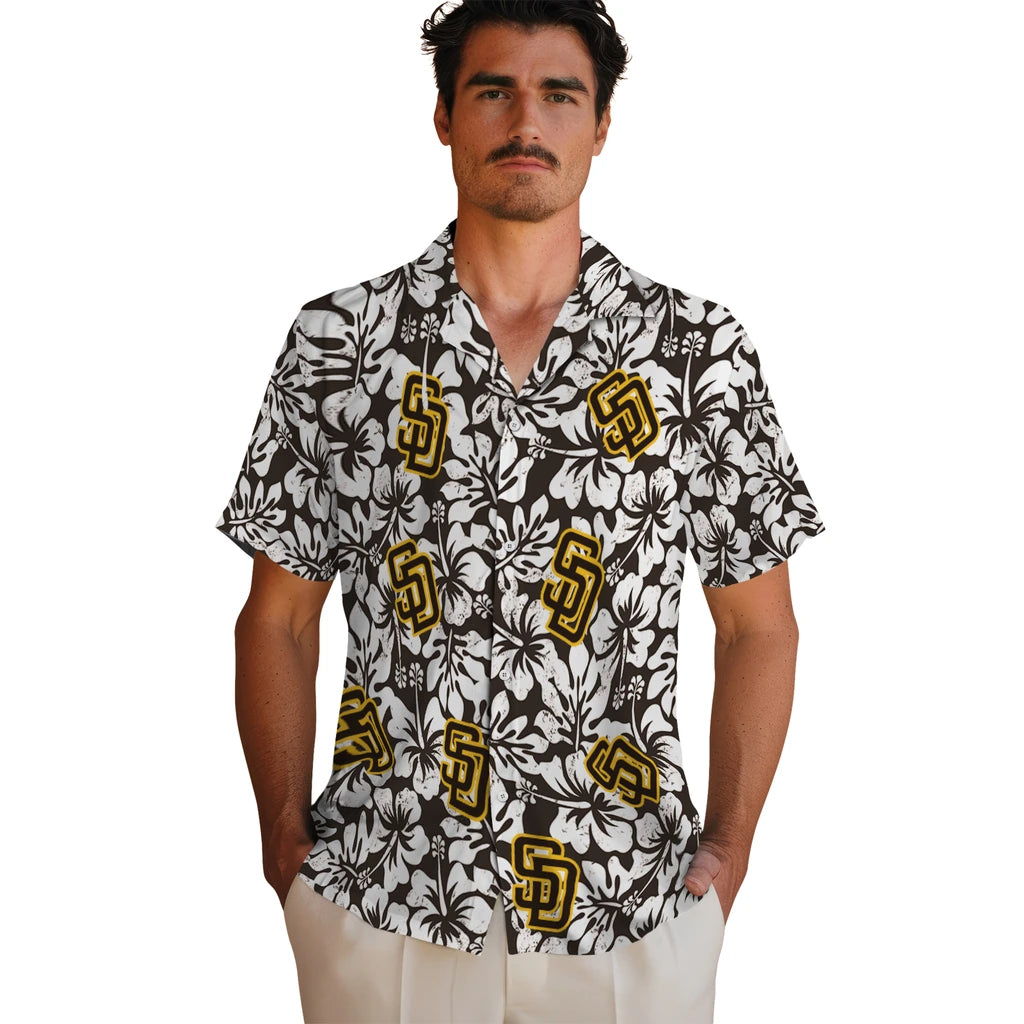 San Diego Padres Hawaiian Shirt - Hibiscus Motif | Moonbestprint