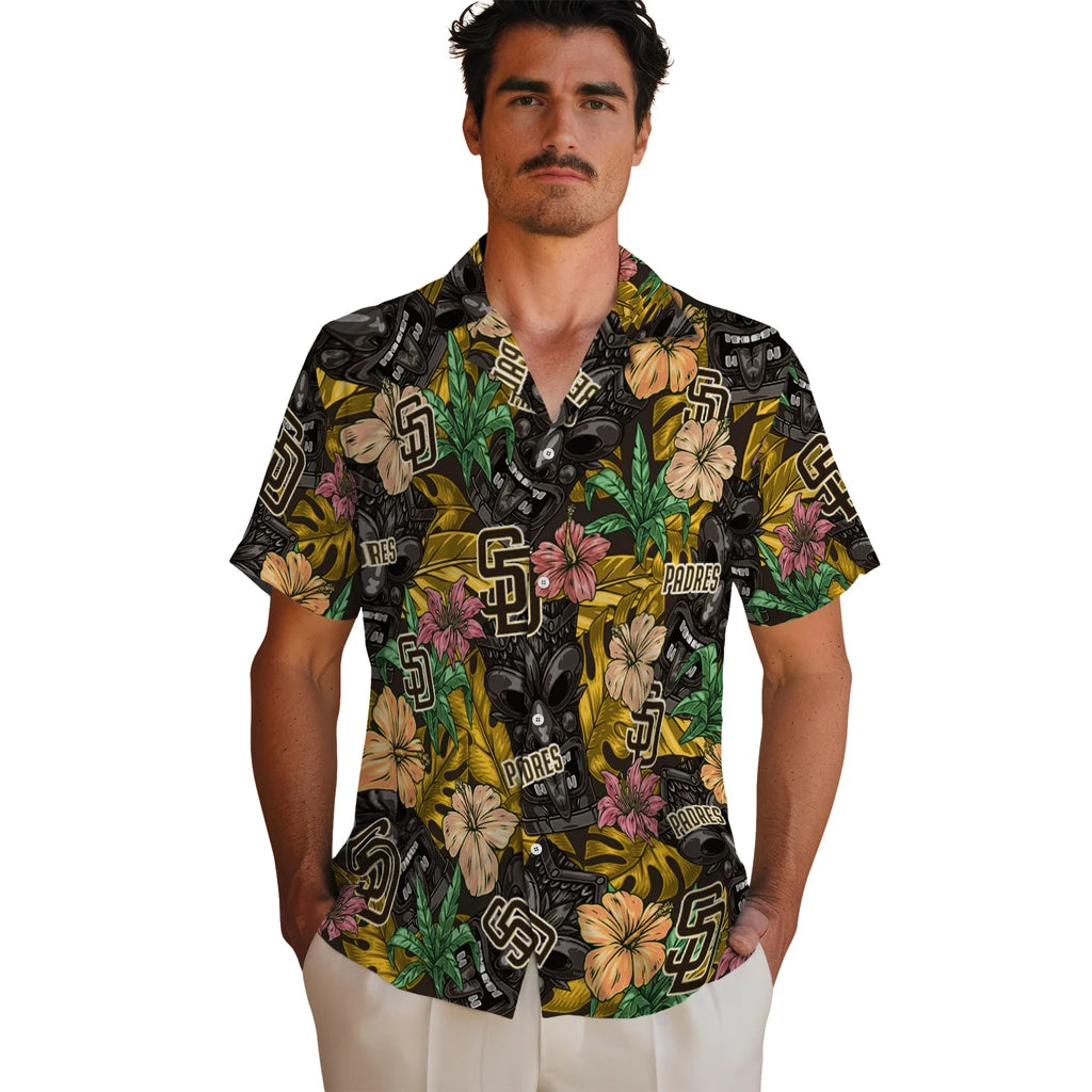 San Diego Padres Hawaiian Shirt - Hibiscus Tiki Jungle | Moonbestprint