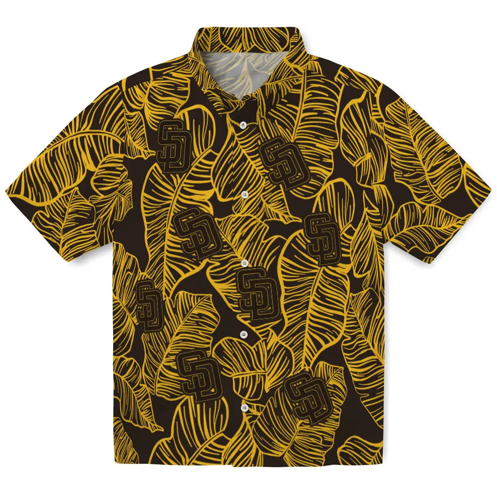 San Diego Padres Hawaiian Shirt - Leaf Outline | Moonbestprint