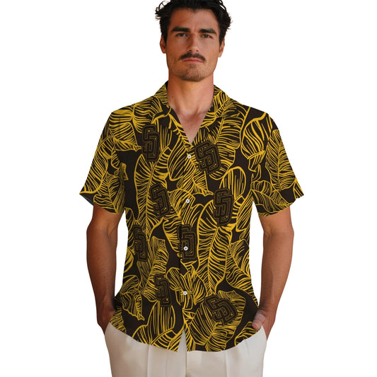 San Diego Padres Hawaiian Shirt - Leaf Outline | Moonbestprint