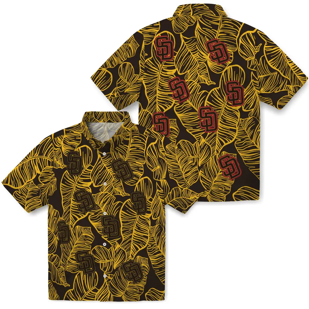 San Diego Padres Hawaiian Shirt - Leaf Outline | Moonbestprint