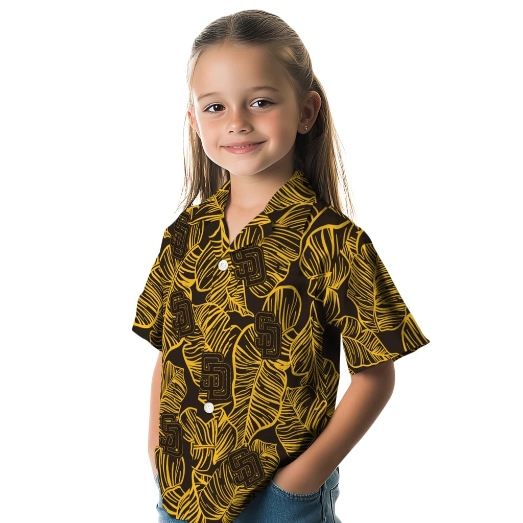 San Diego Padres Hawaiian Shirt - Leaf Outline | Moonbestprint