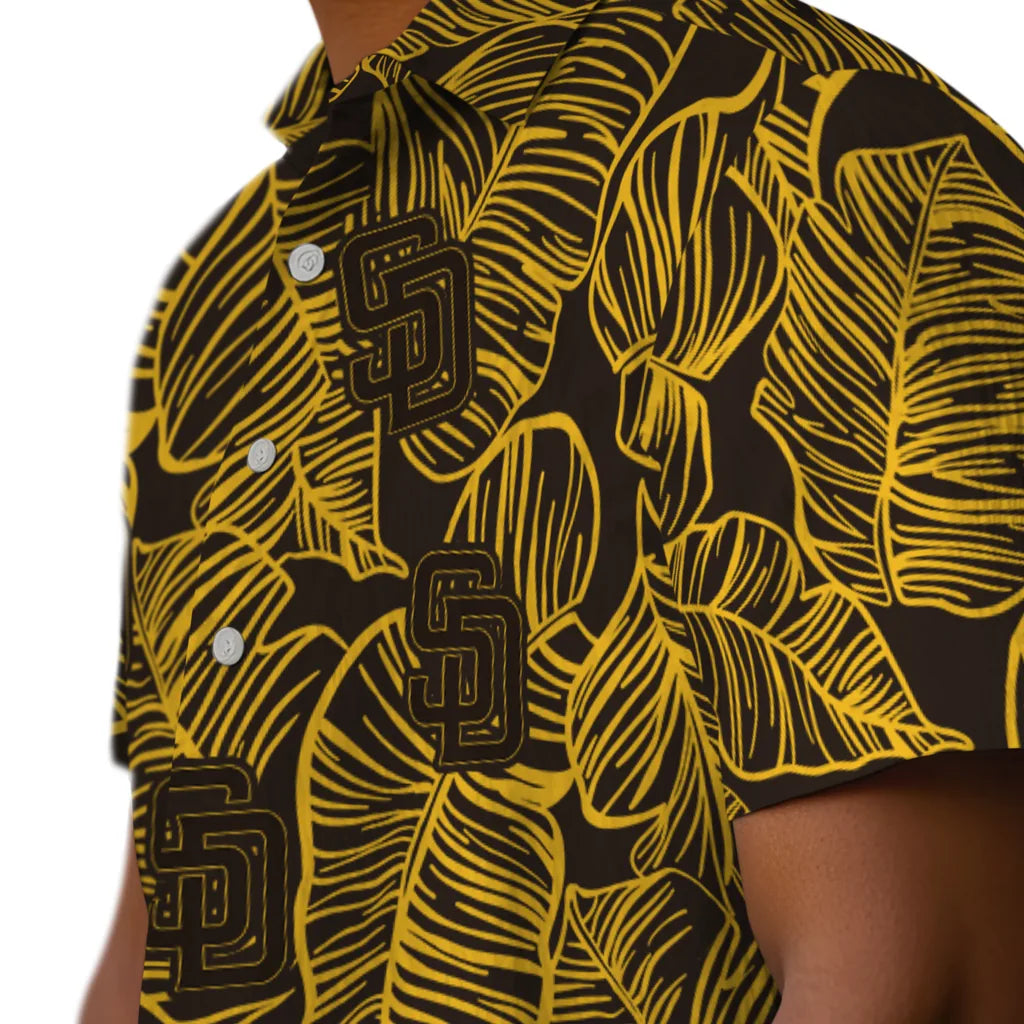 San Diego Padres Hawaiian Shirt - Leaf Outline | Moonbestprint