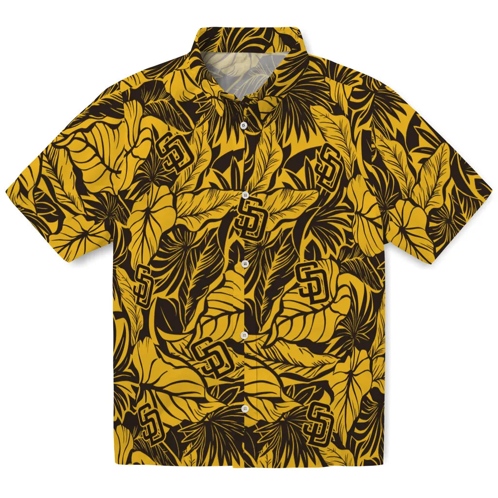 San Diego Padres Hawaiian Shirt - Monstera Layer | Moonbestprint