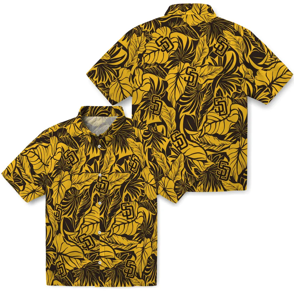 San Diego Padres Hawaiian Shirt - Monstera Layer | Moonbestprint