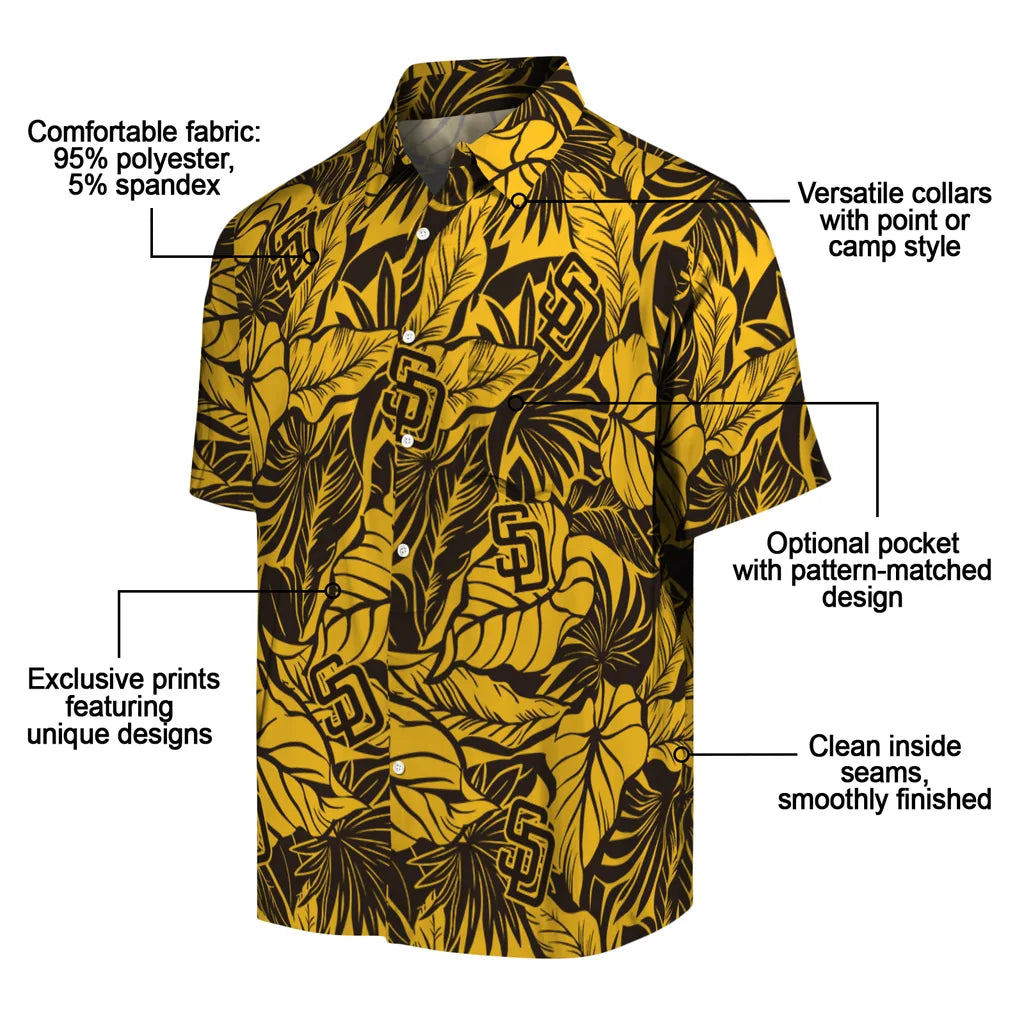 San Diego Padres Hawaiian Shirt - Monstera Layer | Moonbestprint