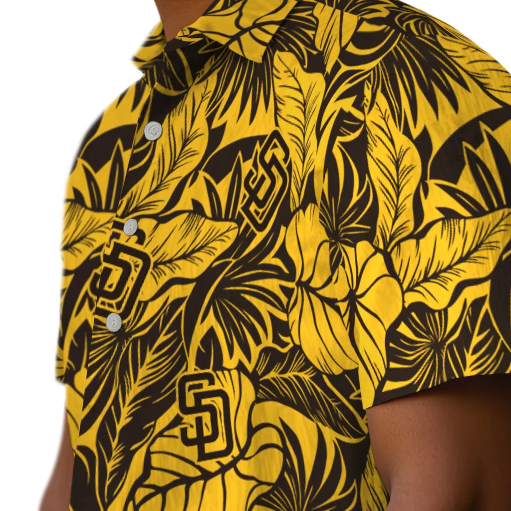 San Diego Padres Hawaiian Shirt - Monstera Layer | Moonbestprint