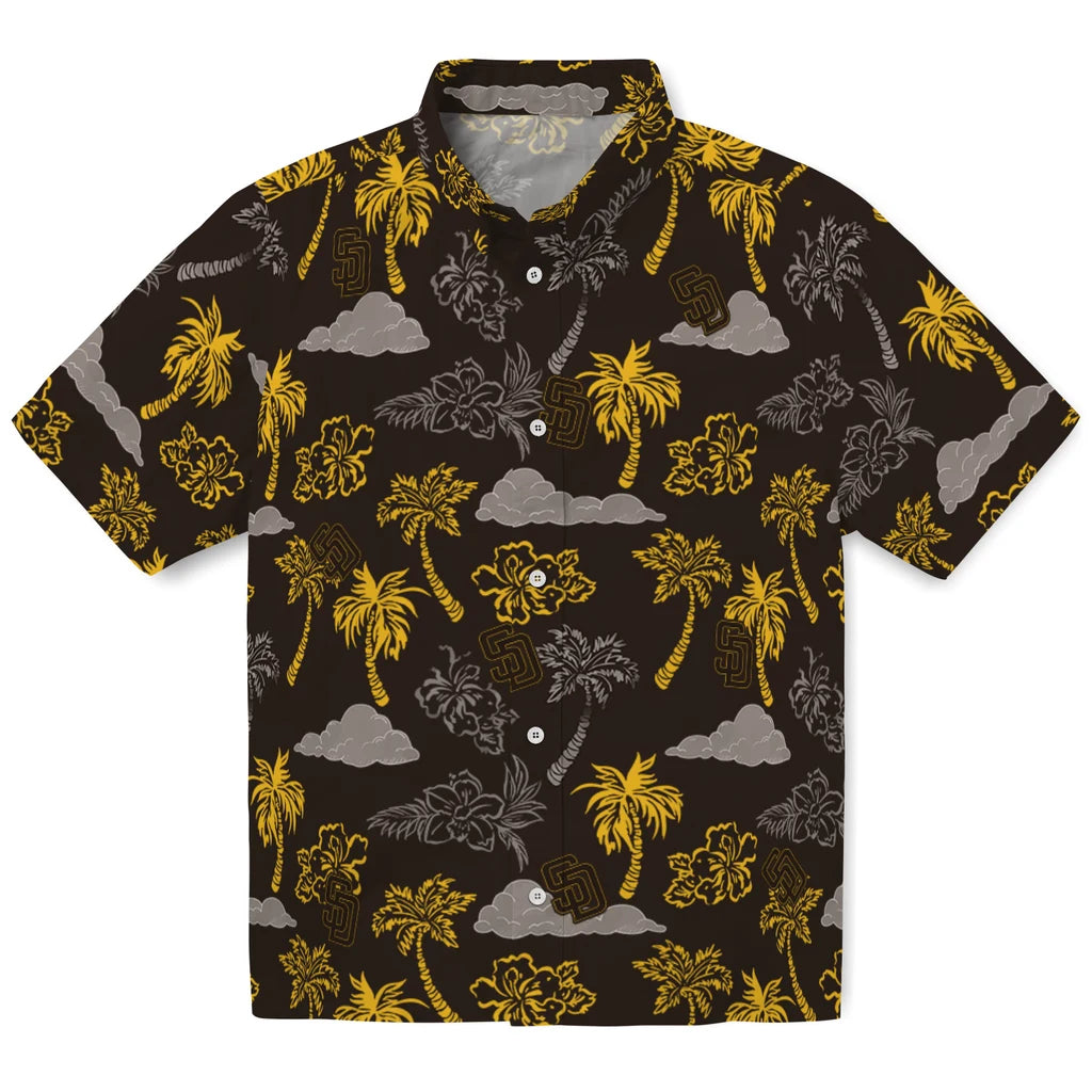 San Diego Padres Hawaiian Shirt - Palm And Clouds | Moonbestprint