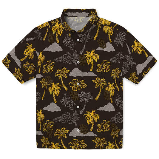 San Diego Padres Hawaiian Shirt - Palm And Clouds | Moonbestprint