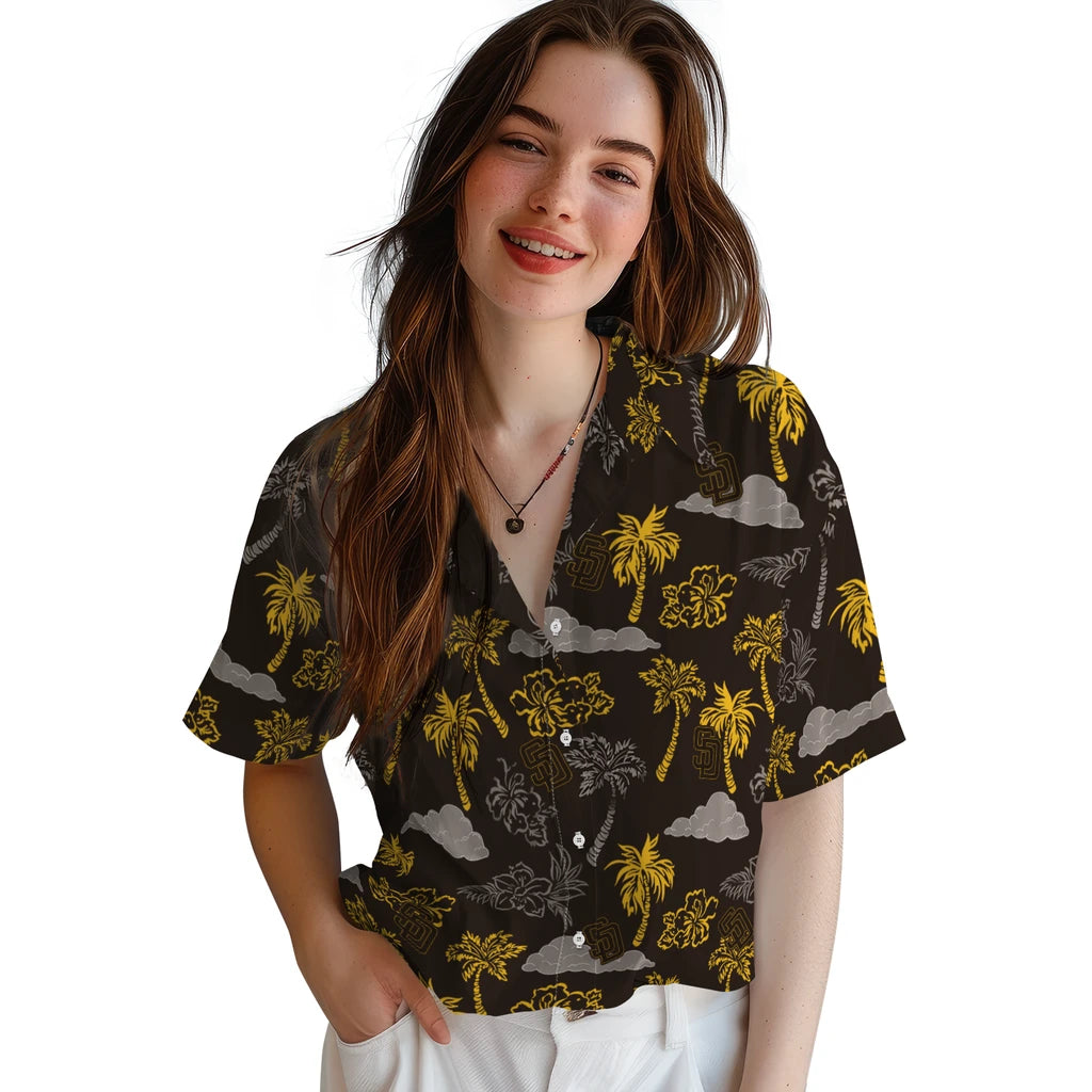 San Diego Padres Hawaiian Shirt - Palm And Clouds | Moonbestprint