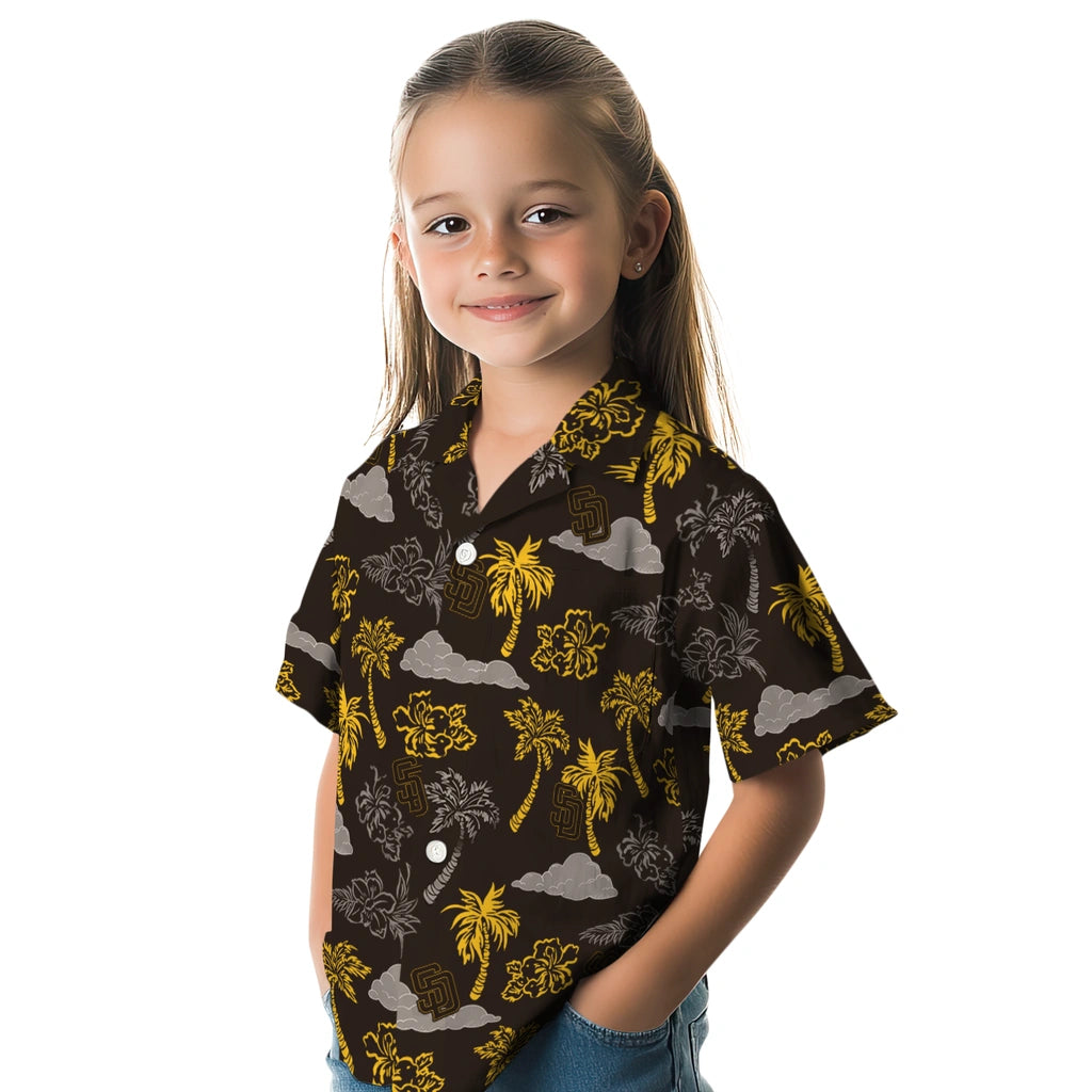 San Diego Padres Hawaiian Shirt - Palm And Clouds | Moonbestprint