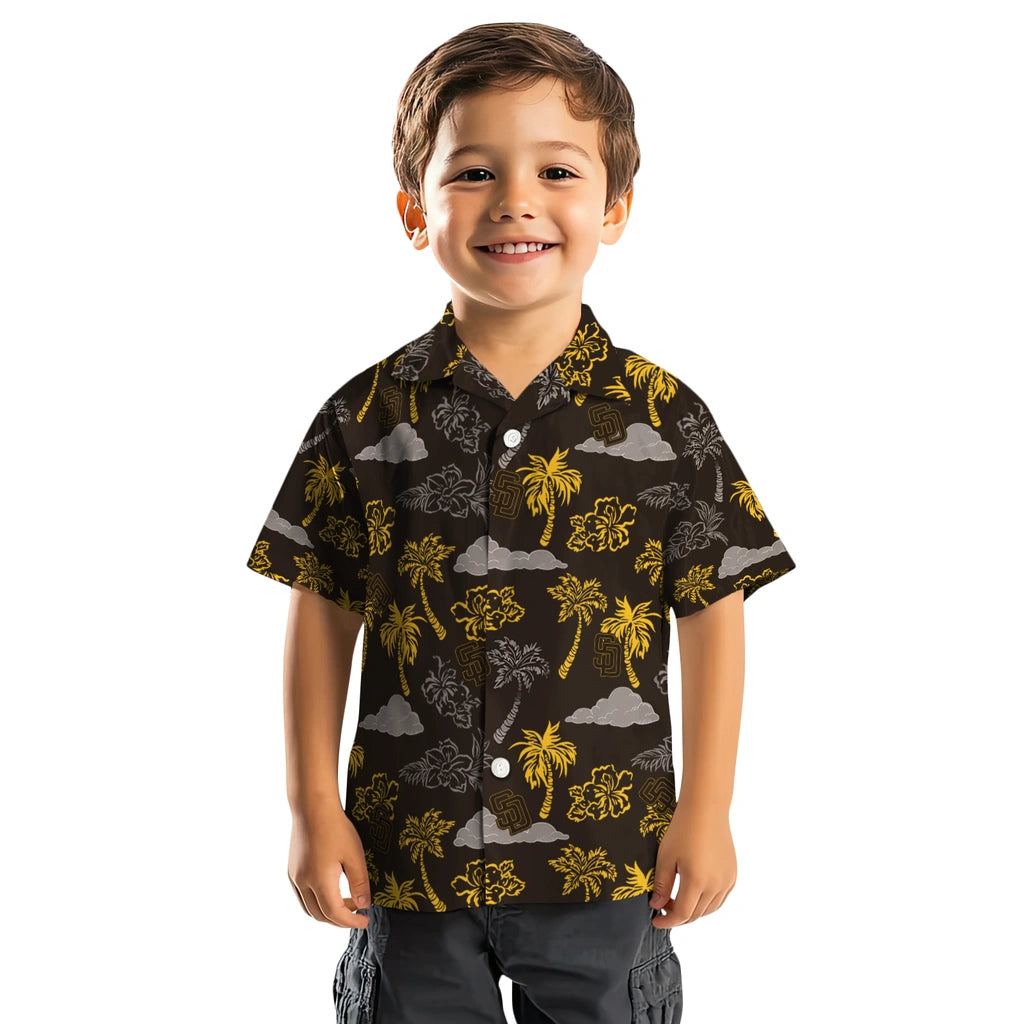 San Diego Padres Hawaiian Shirt - Palm And Clouds | Moonbestprint