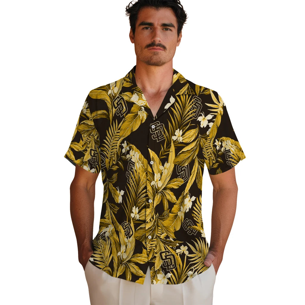 San Diego Padres Hawaiian Shirt - Palm Leaves | Moonbestprint