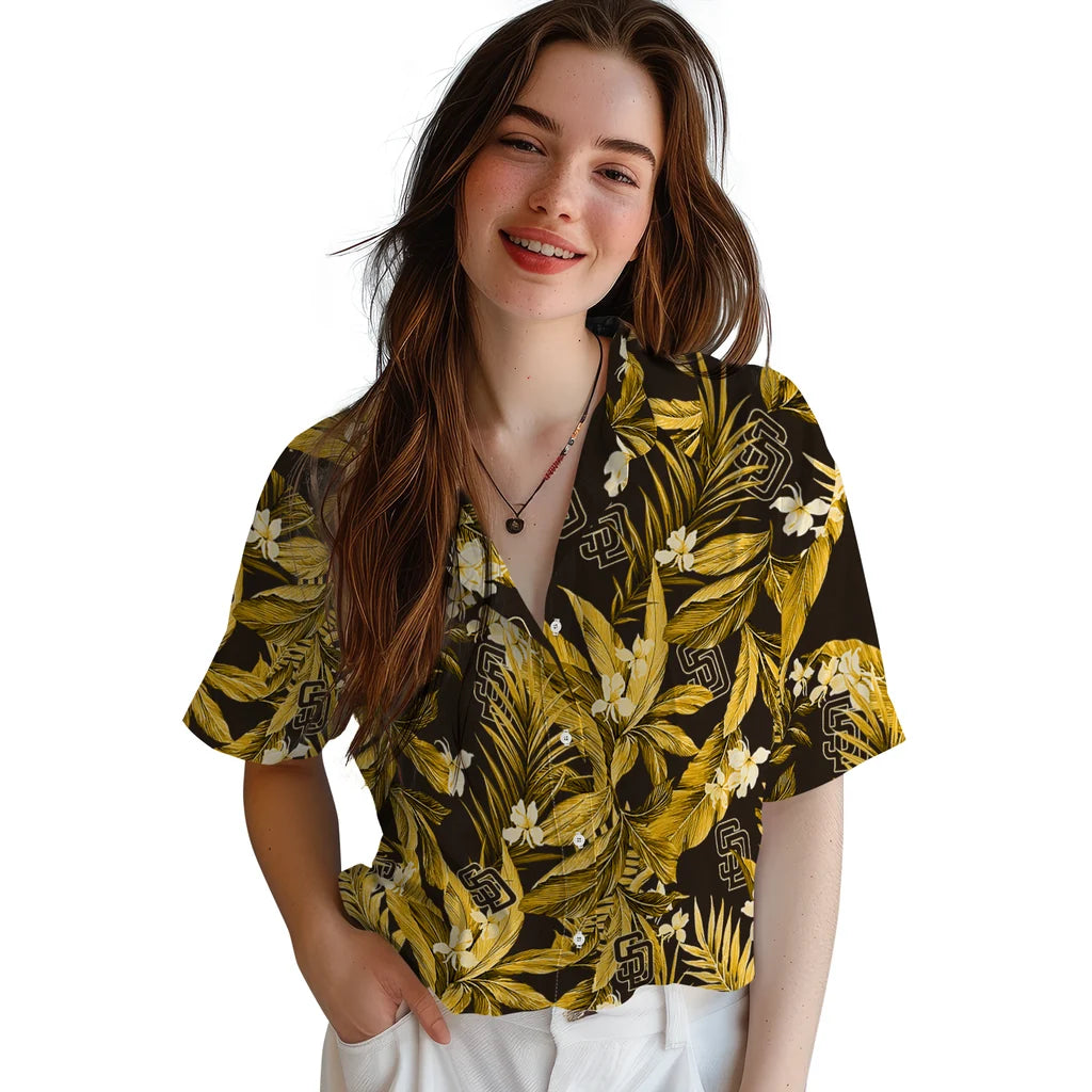 San Diego Padres Hawaiian Shirt - Palm Leaves | Moonbestprint