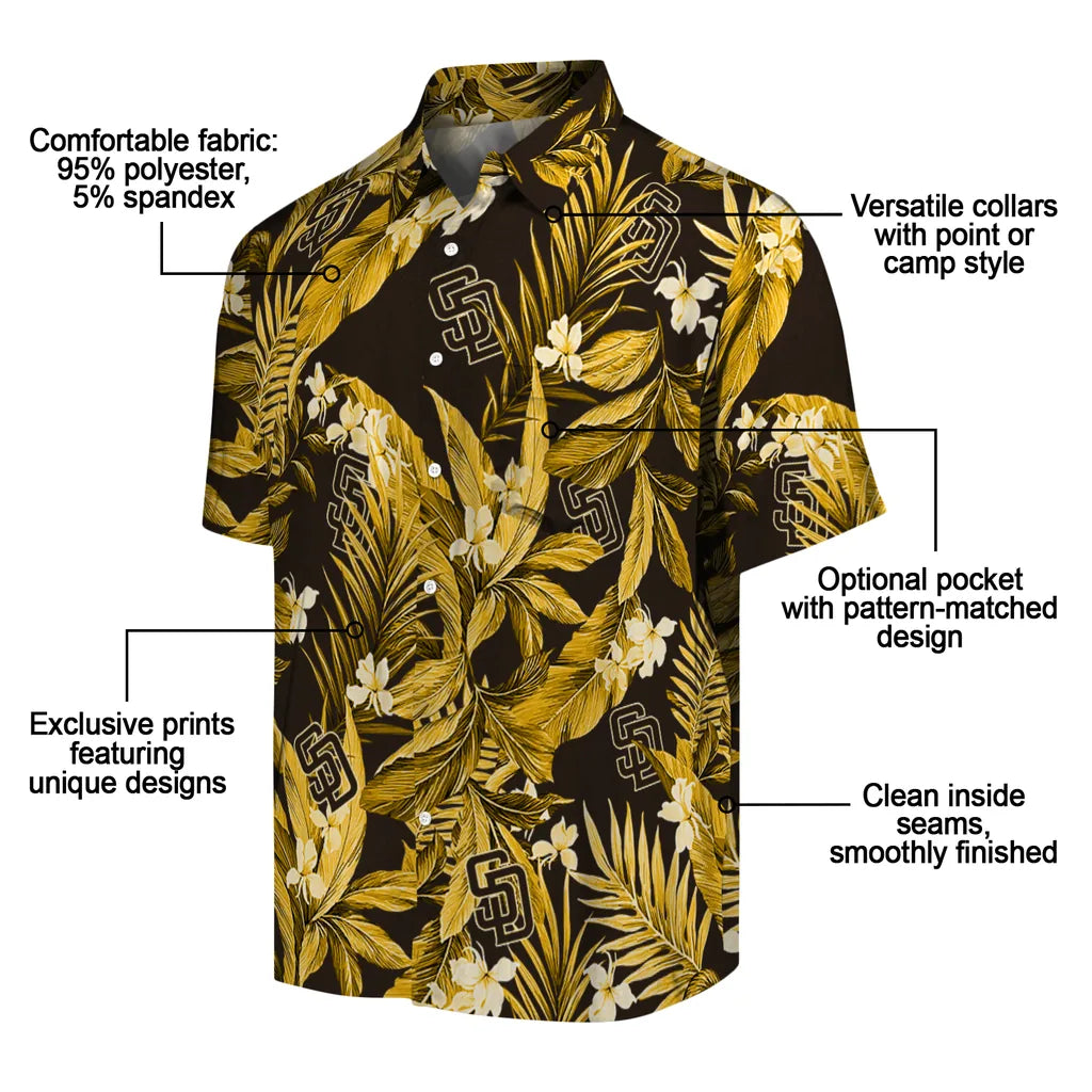 San Diego Padres Hawaiian Shirt - Palm Leaves | Moonbestprint
