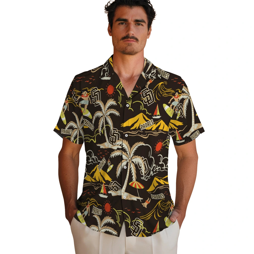 San Diego Padres Hawaiian Shirt - Palm Tree Island | Moonbestprint