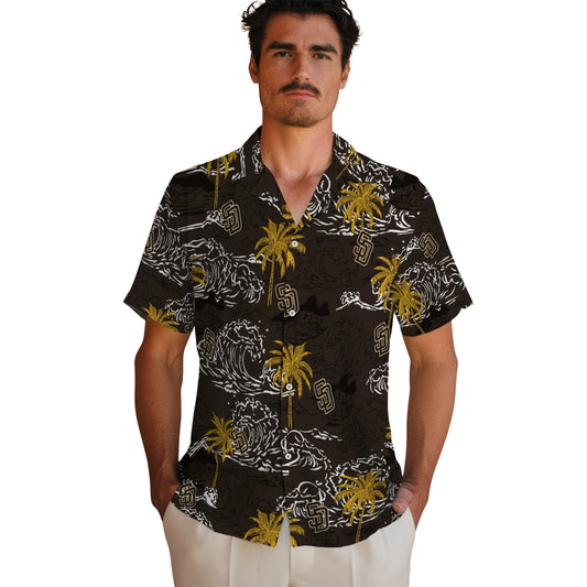 San Diego Padres Hawaiian Shirt - Wave Palm | Moonbestprint