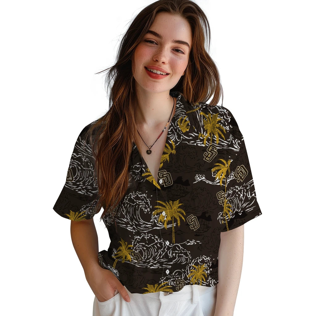 San Diego Padres Hawaiian Shirt - Wave Palm | Moonbestprint