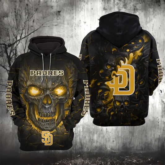 San Diego Padres Lava Skull 3D MLB All Over Print Hoodie -Moonbestprint