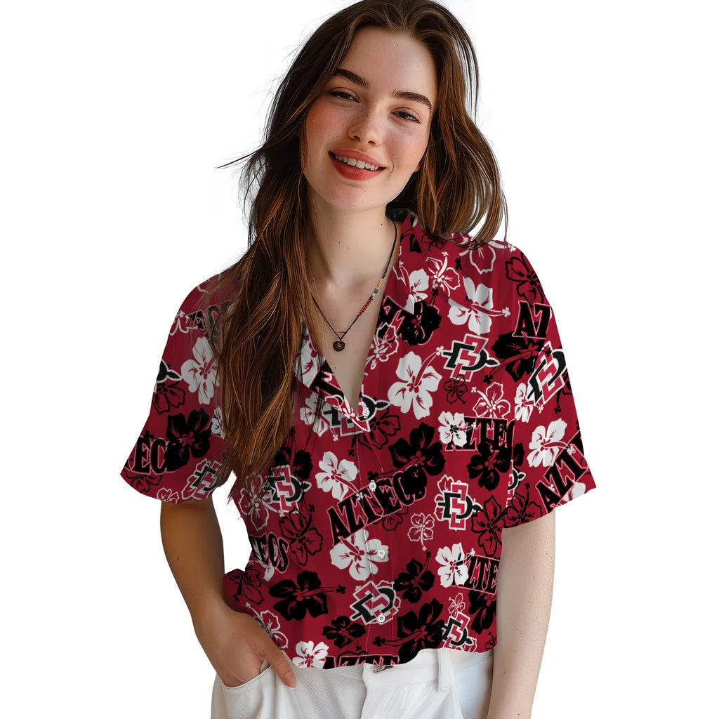San Diego State Aztecs Hibiscus Bloom Hawaiian Shirt – Moonbestprint
