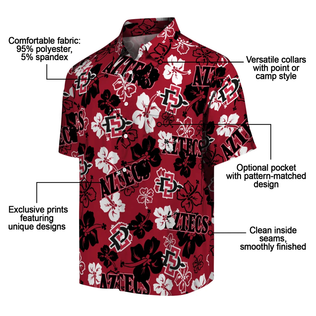 San Diego State Aztecs Hibiscus Bloom Hawaiian Shirt – Moonbestprint